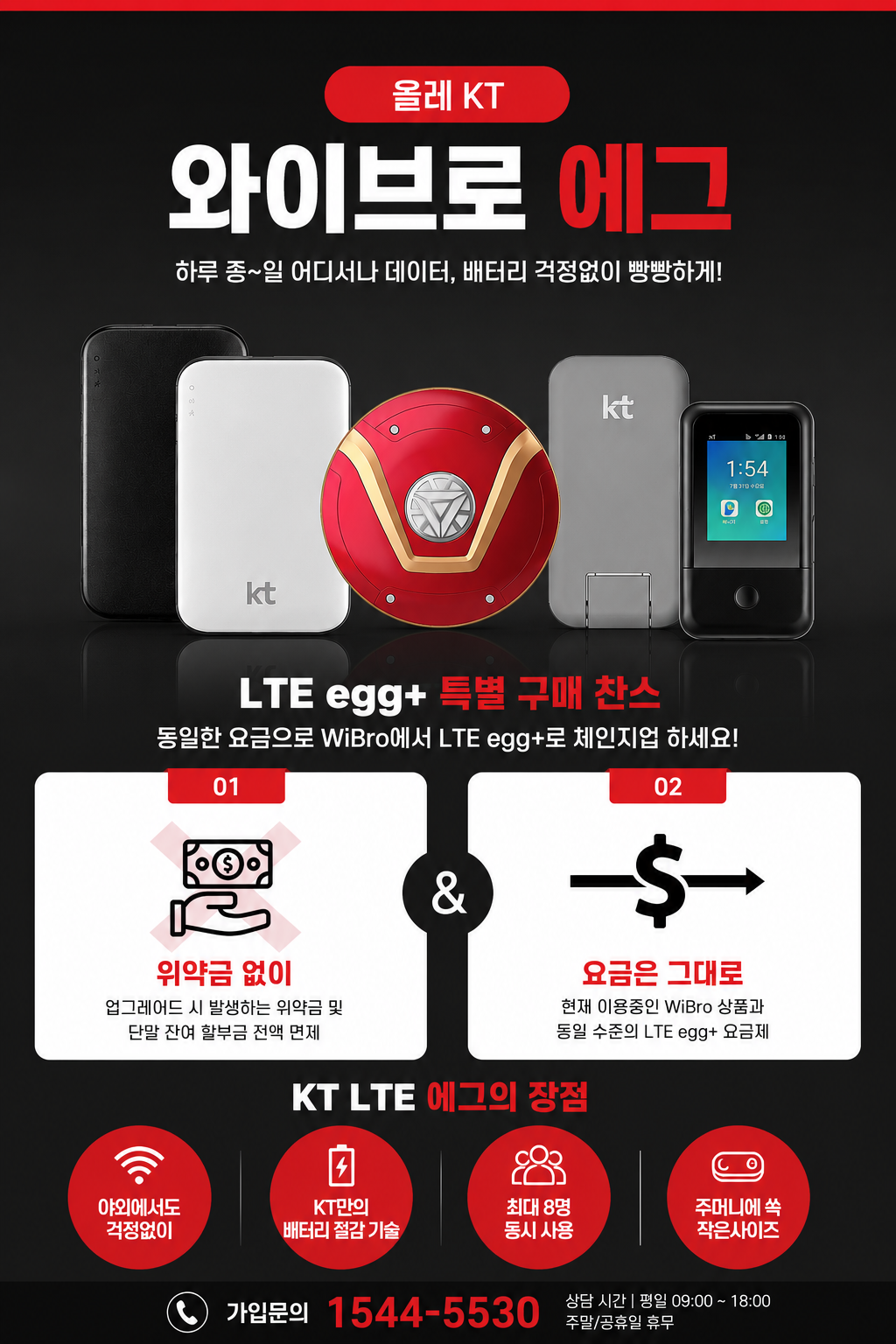 KT 와이브로 에그의 LTE egg+ 전환 및 휴대용 단말기 안내